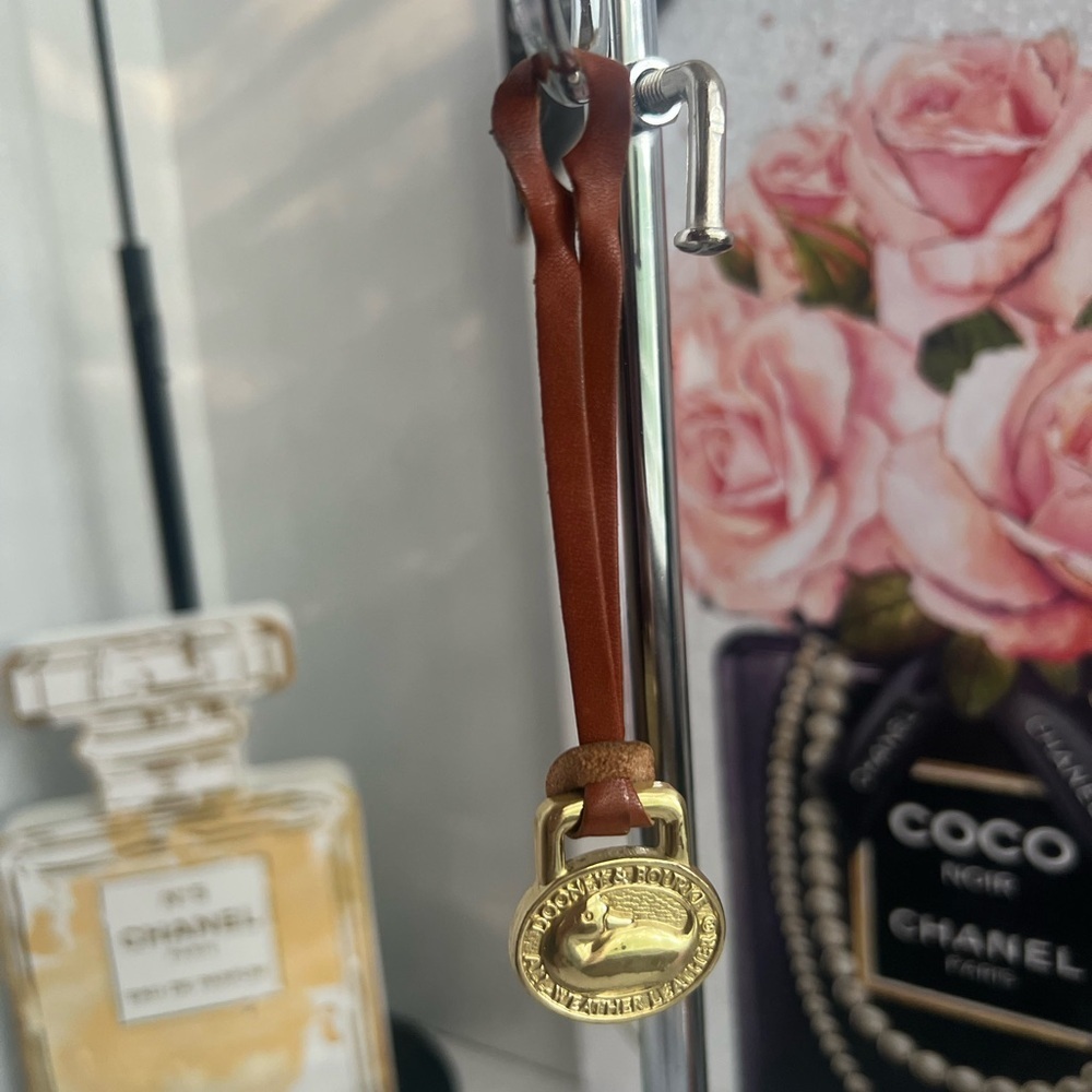Dooney & Bourke vintage Brown Leather Keychain with Gold Accent